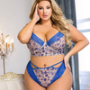 Blue Floral Lace Bra Set Has a gorgeous floral print and the perfect amount of lace giving the set a a sexy feminine finish